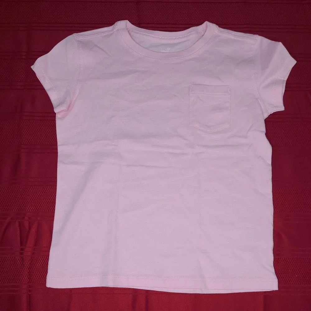 2 PK Vineyard Vines Pink TShirt Girls Sz XS(5-6) Solid Pocket Retail $29.50 Each